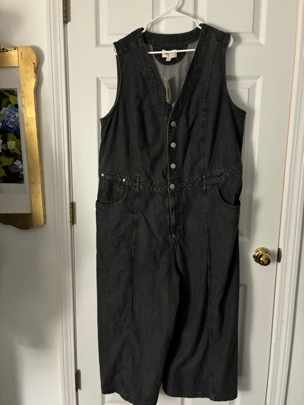 Target Black Denim Sleeveless Midi Jumpsuit Dress